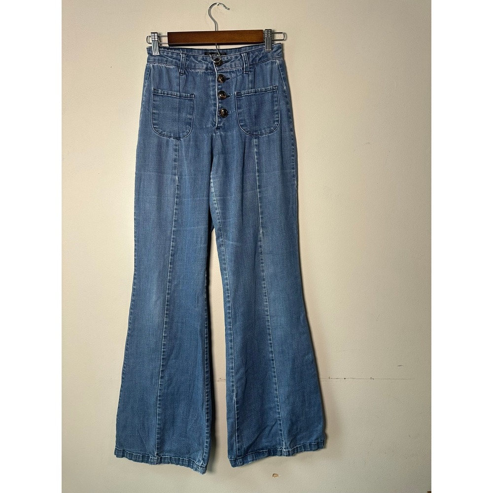 🎃Black Label C'est Toi High Waisted Flare Jeans Medium Wash Patch Pockets 5